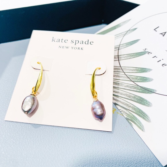 kate spade Jewelry - COPY - Kate Spade Gray Pearl Drop Earrings